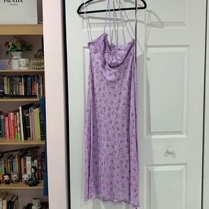 Zara Silk like Floral Dress with strap back details.